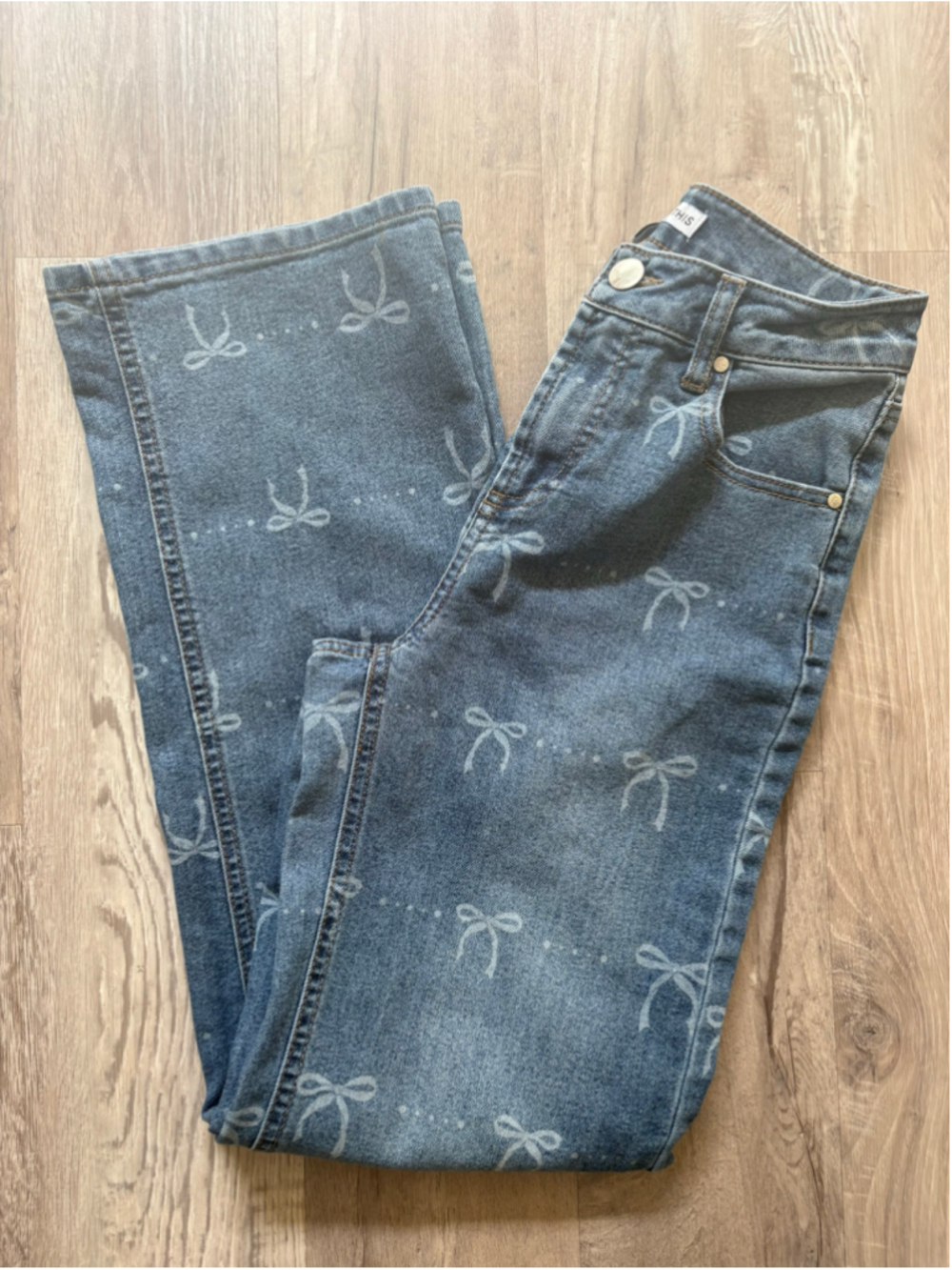 And Now This Bow Print High Rise Straight Leg Jeans Size 25 0 EUC Macy’s